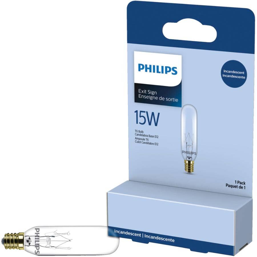 15W T6 Candelabra Base Clear Exit Sign Light Bulb