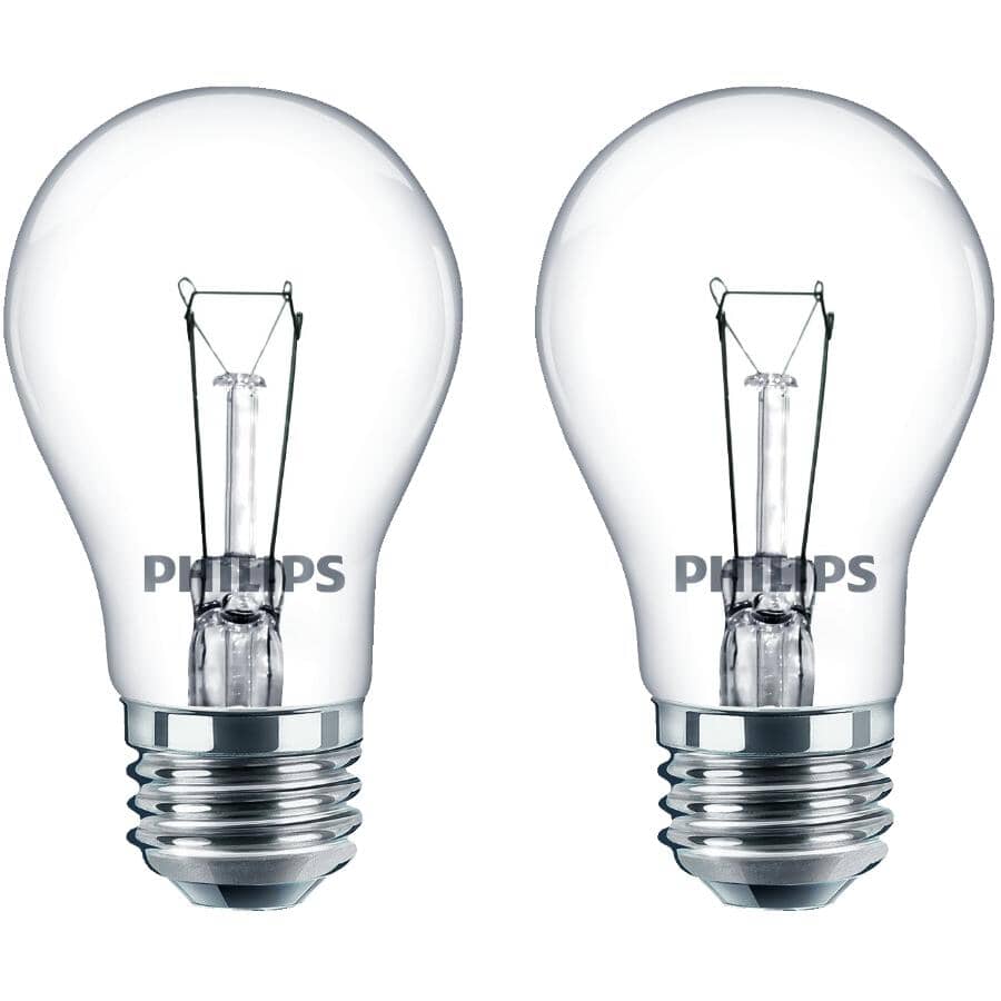 40W A15 Medium Base Clear Appliance Light Bulbs - 2 Pack