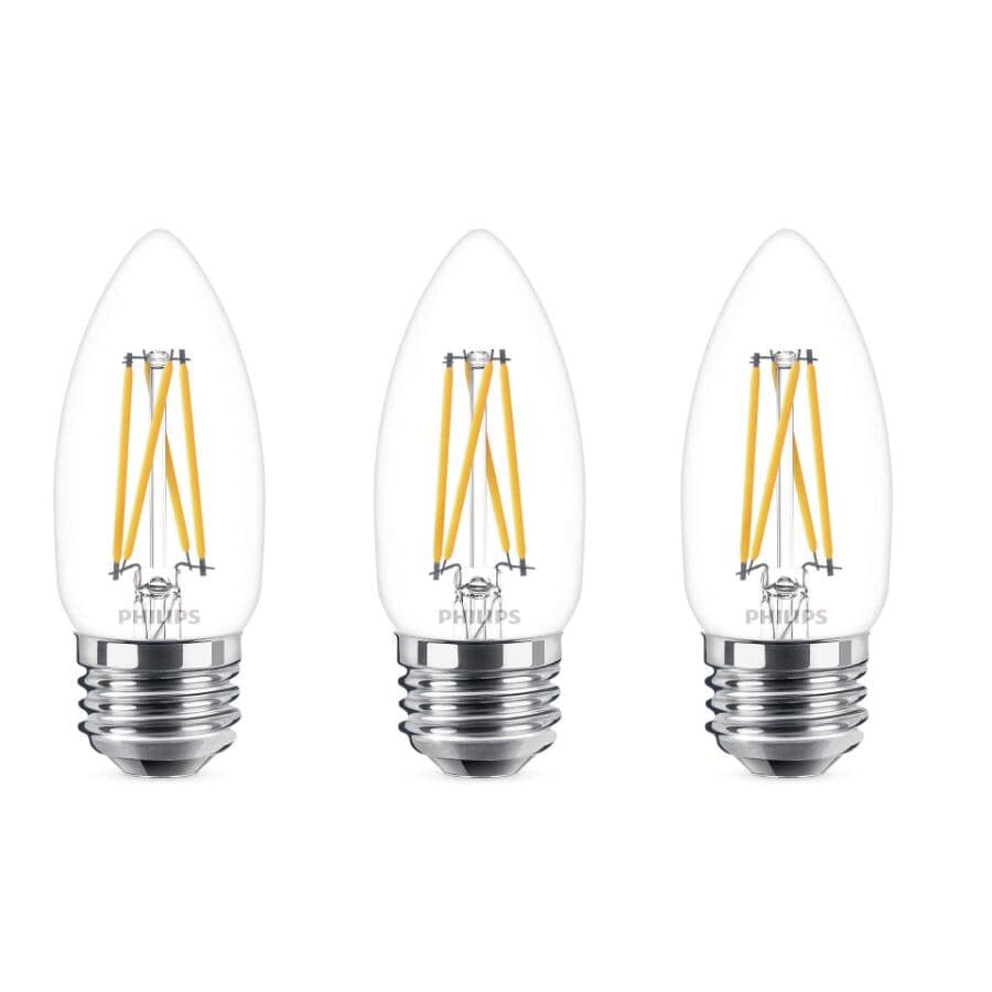 5W B11 Medium Base Soft White Warm Glow Dimmable LED Light Bulbs - 3 Pack