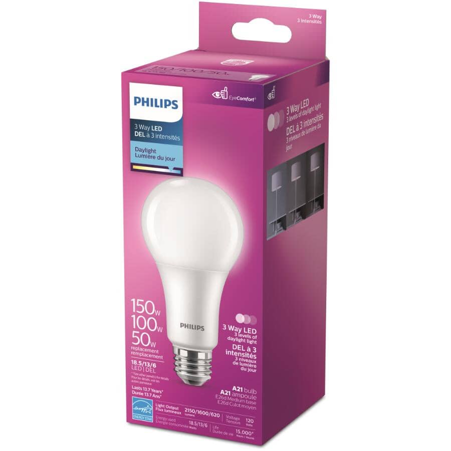 6W/13W/18.5W A21 Medium Base Daylight LED Tri-light Bulb