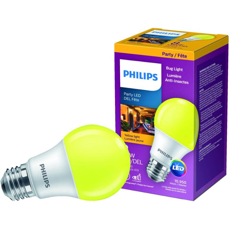 8W A19 Medium Base Non-Dimmable Yellow LED Light Bulb