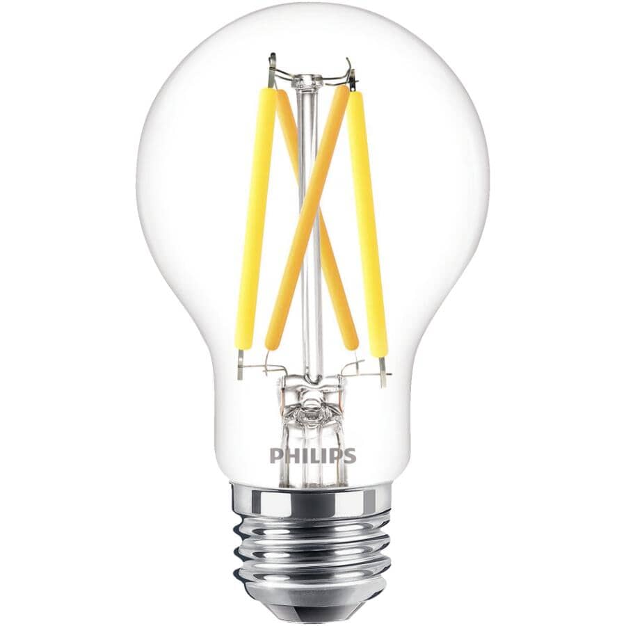 8W A19 Medium Base Ultra Definition Bright White Dimmable LED Light Bulbs - Clear Glass, 2 Pack