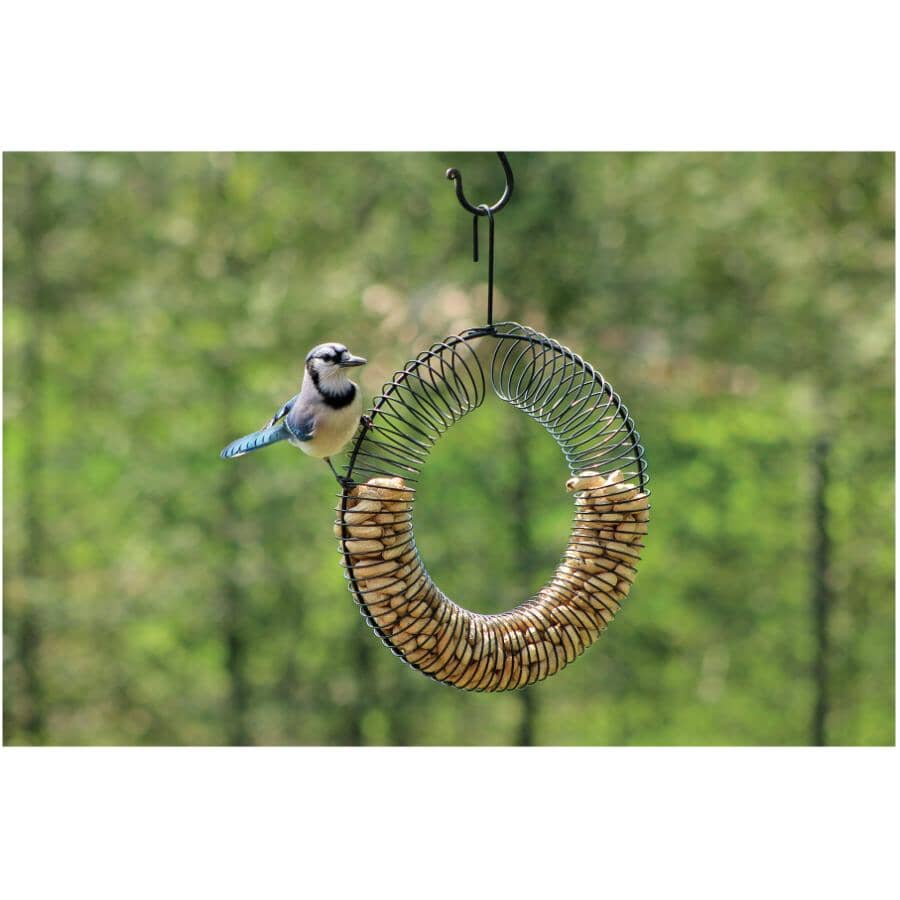 Coil Wreath Peanut Bird Feeder - Black