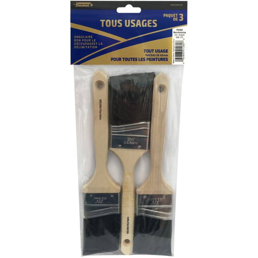 Polyester Angular Sash Paint Brushes - 2.5", 3 Pack