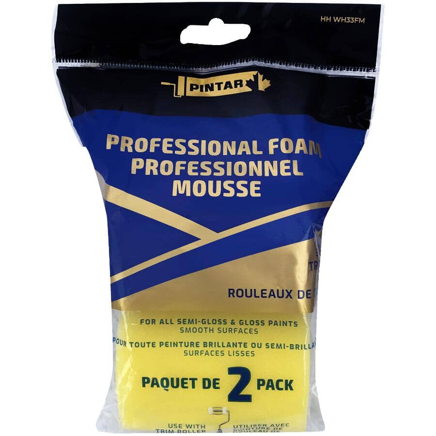 Professional Foam Trim Paint Roller Refills - 75 mm, 2 Pack