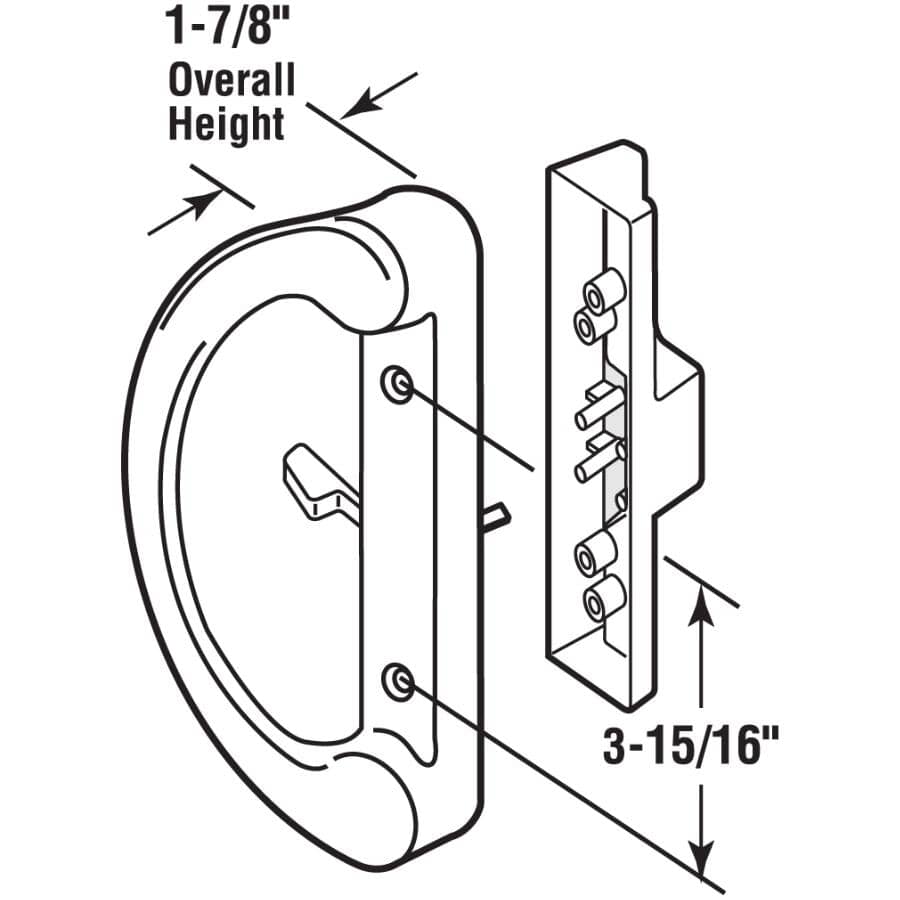 White Sliding Patio Door Mortise Style Handle Set