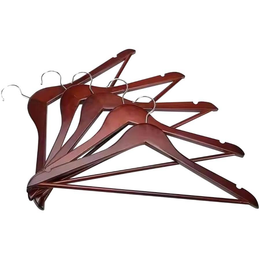 Wooden Mahogany Clothes Hangers - 5 Pack