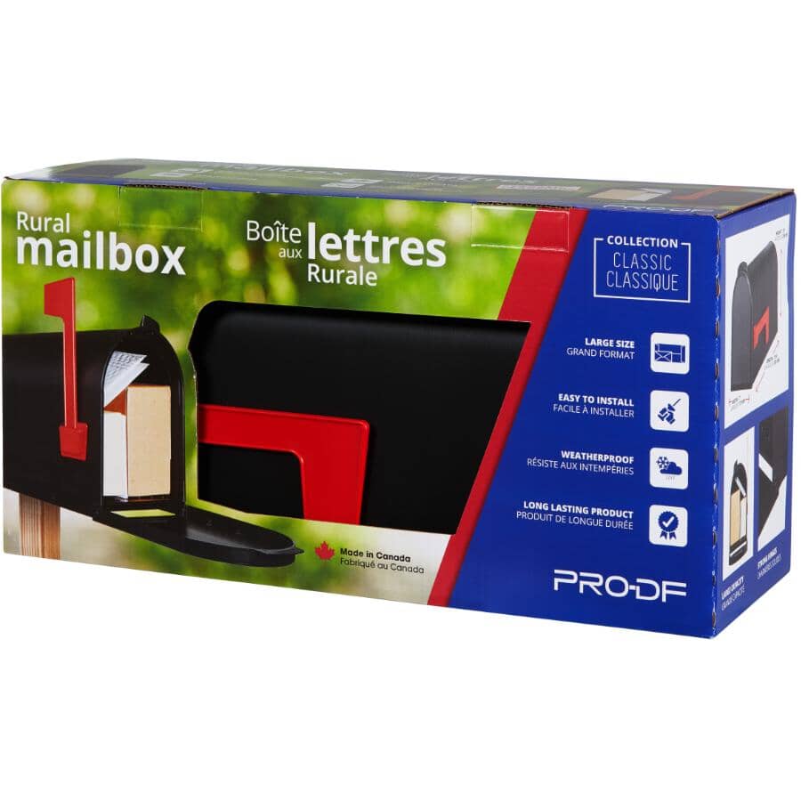 Black Plastic Rural Mailbox