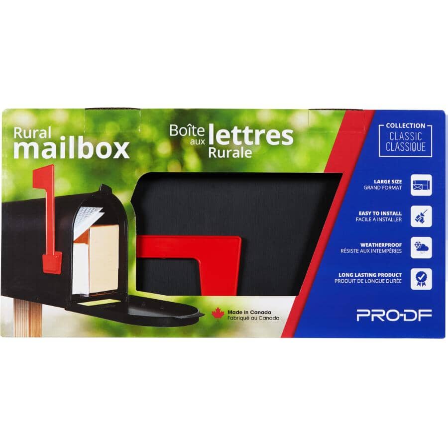 Black Plastic Rural Mailbox