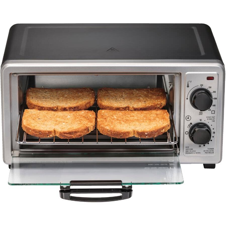 4-Slice Toaster Oven with Broiler (31260) - Metallic Silver & Black