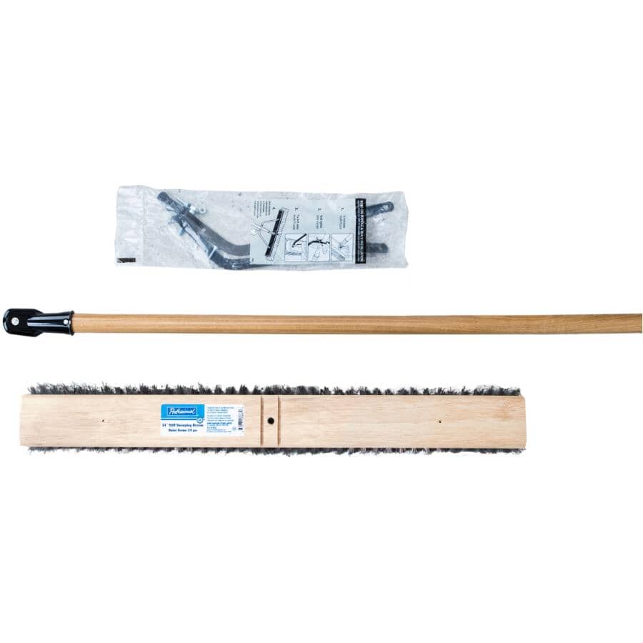 24" Contractor Stiff Push Broom - with 60" Handle