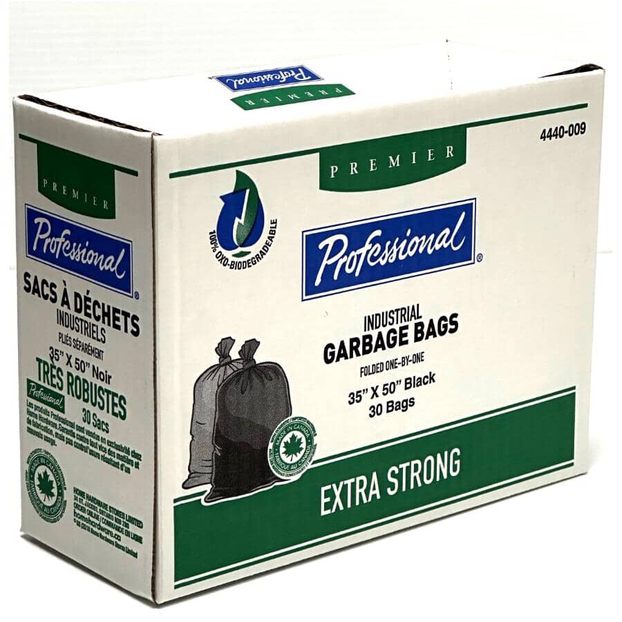 35" x 50" Biodegradable Garbage Bags - Black, 30 Pack