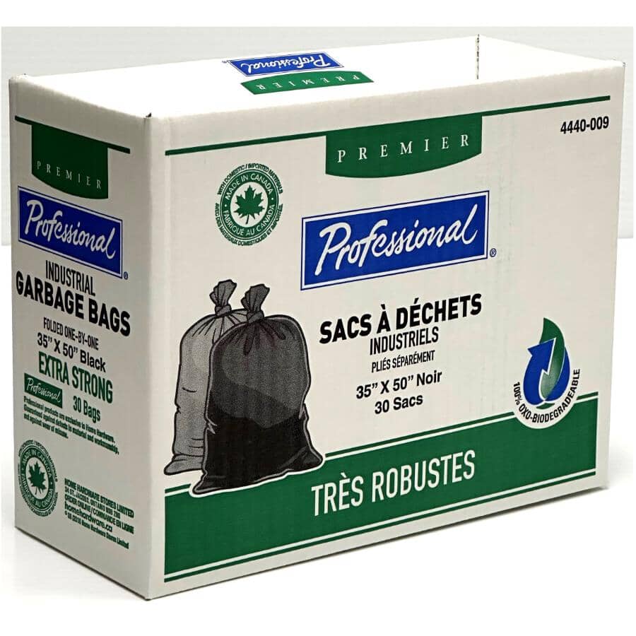 35" x 50" Biodegradable Garbage Bags - Black, 30 Pack