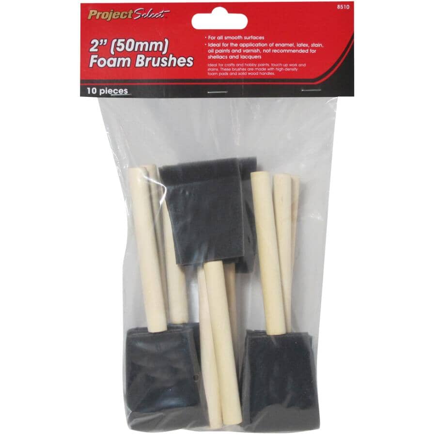 High Density Foam Paint Brushes - 2"/50 mm, 10 Pack