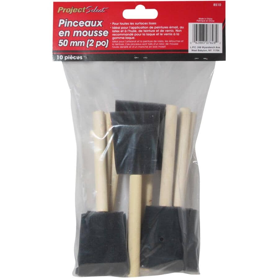 High Density Foam Paint Brushes - 2"/50 mm, 10 Pack