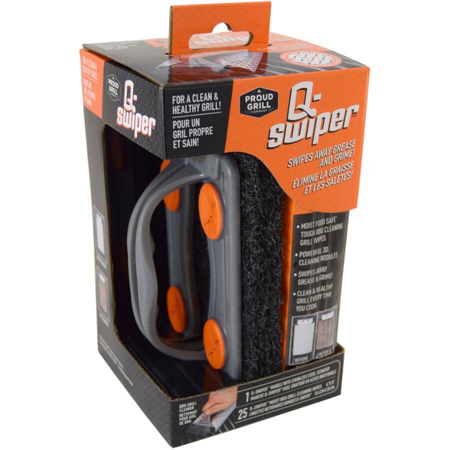 Q-Swiper Bristle-Less Grill Scrubber, with Wipes