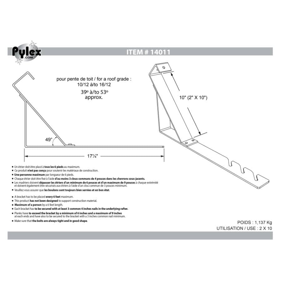 50 Degree Steel Roof Jack Bracket