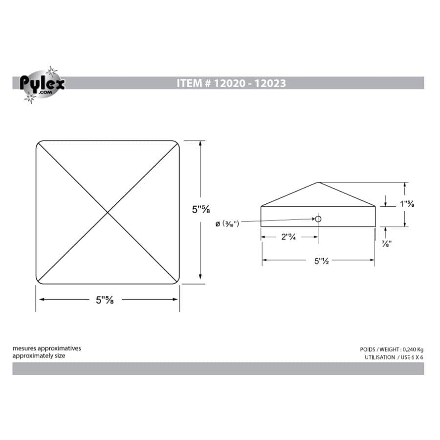 6" x 6" Black Steel Fence Post Cap
