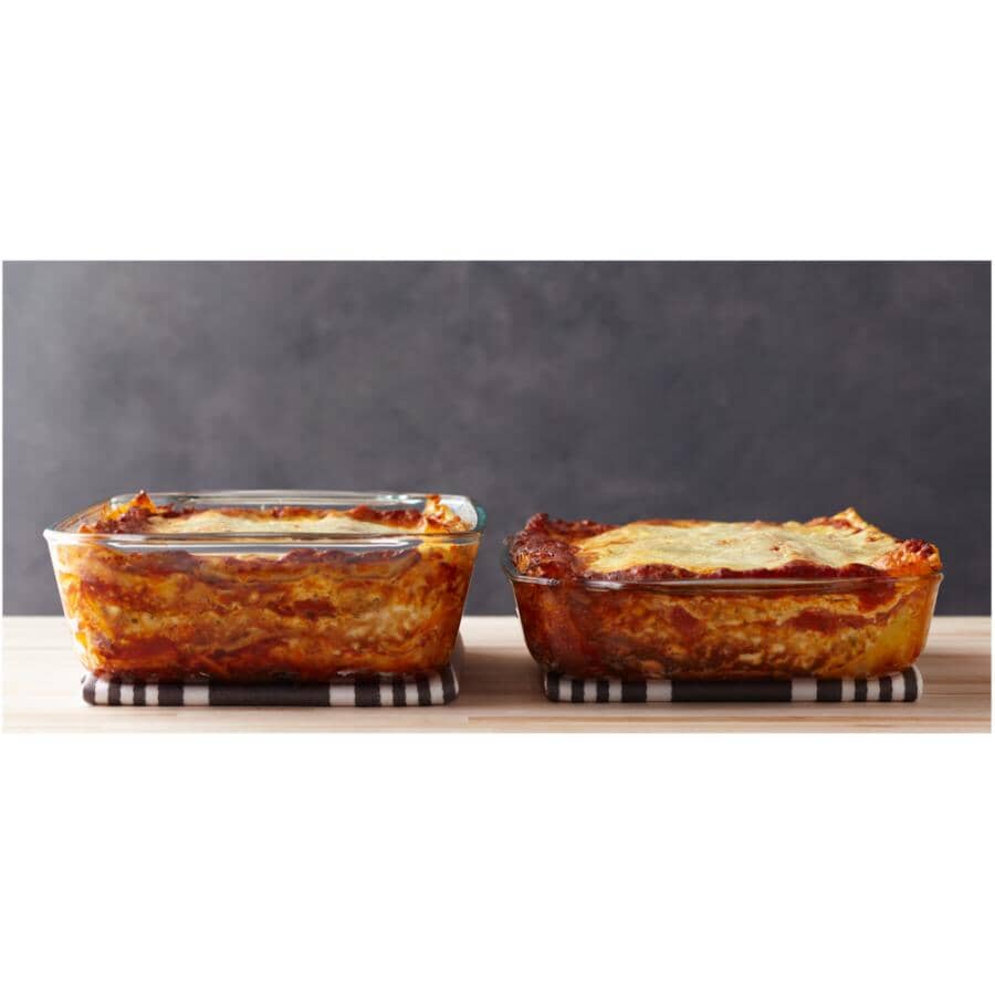 Rectangular Glass Deep Baking Dish with Sage Green Lid - 5 Qt