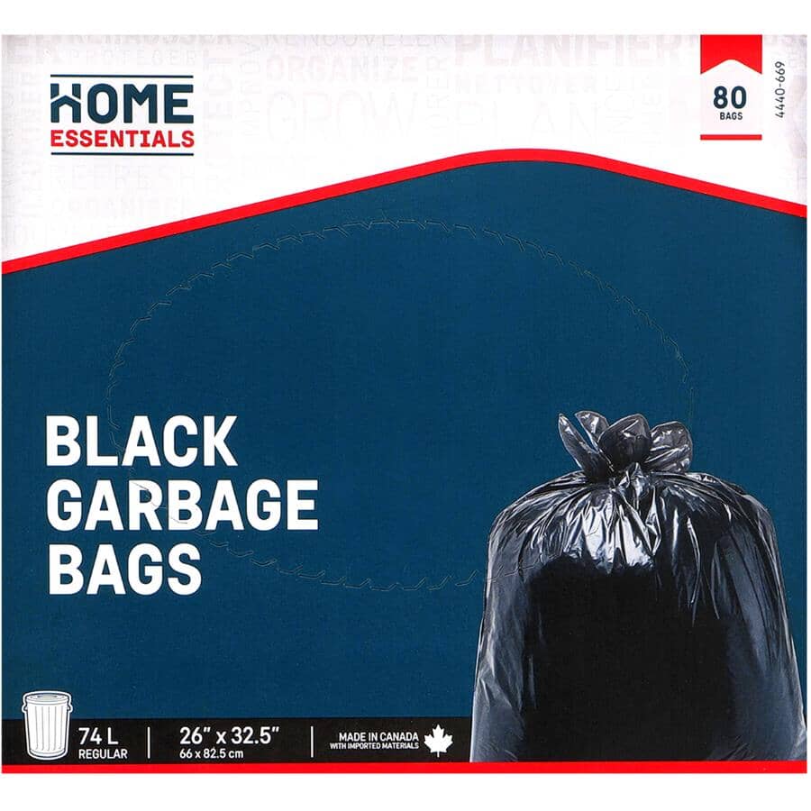 26" x 32.5" Black Garbage Bags - 80 Pack