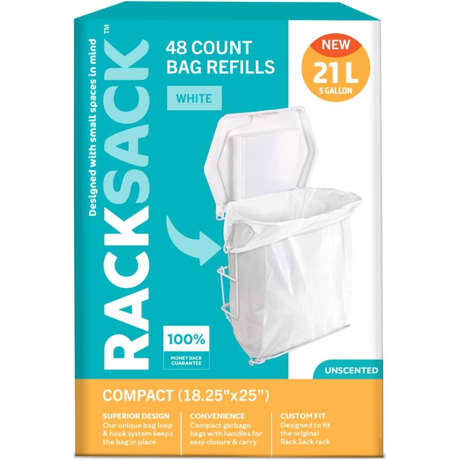 18" x 25" Handle-Tie White Garbage Bags - 48 Pack