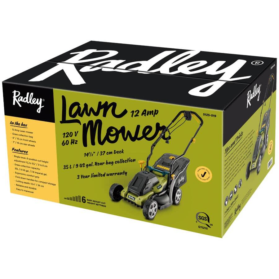 14.5" Electric Lawn Mower - 12 Amp