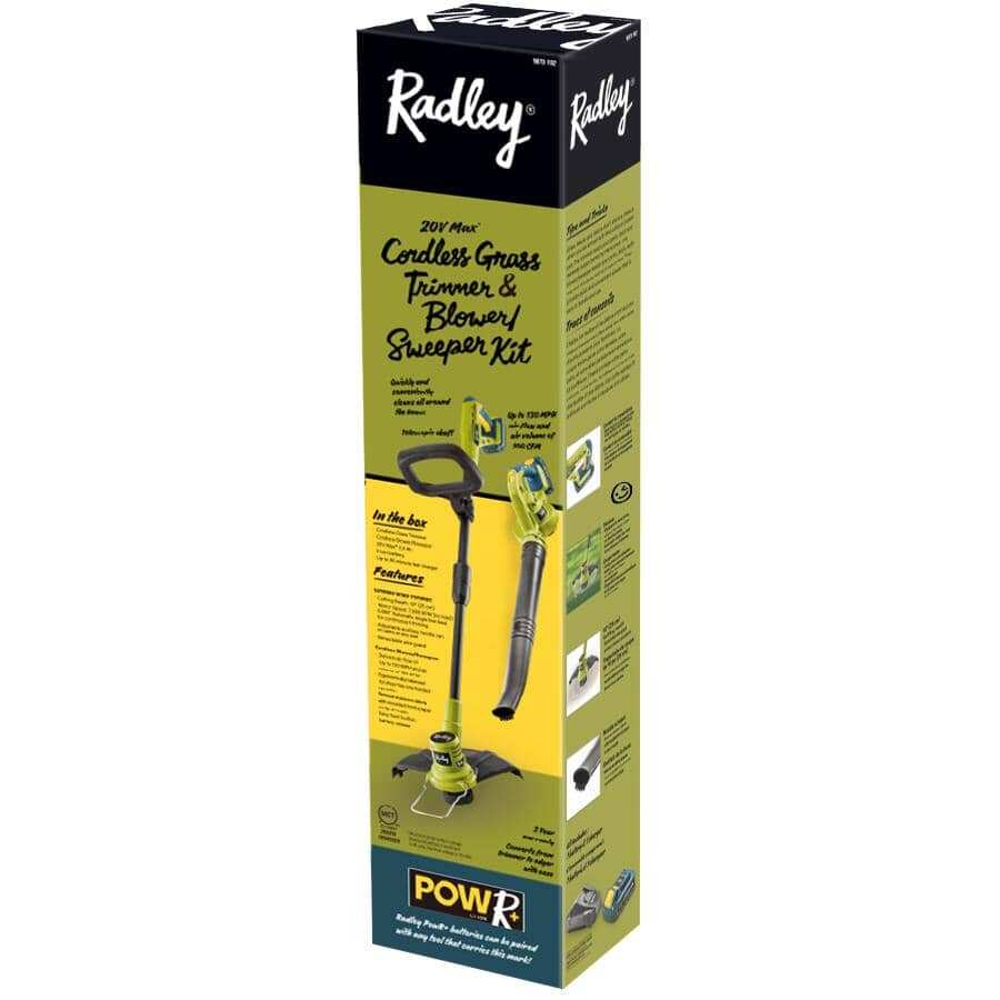 Cordless Lawn Blower and Trimmer Kit - 20 Volt