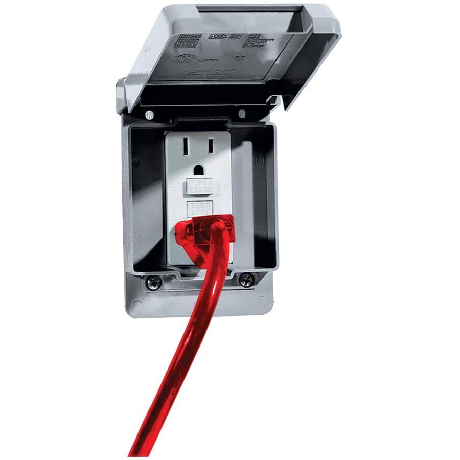 Grey PVC Vertical Weatherproof Tamper Resistant GFI Receptacle Kit