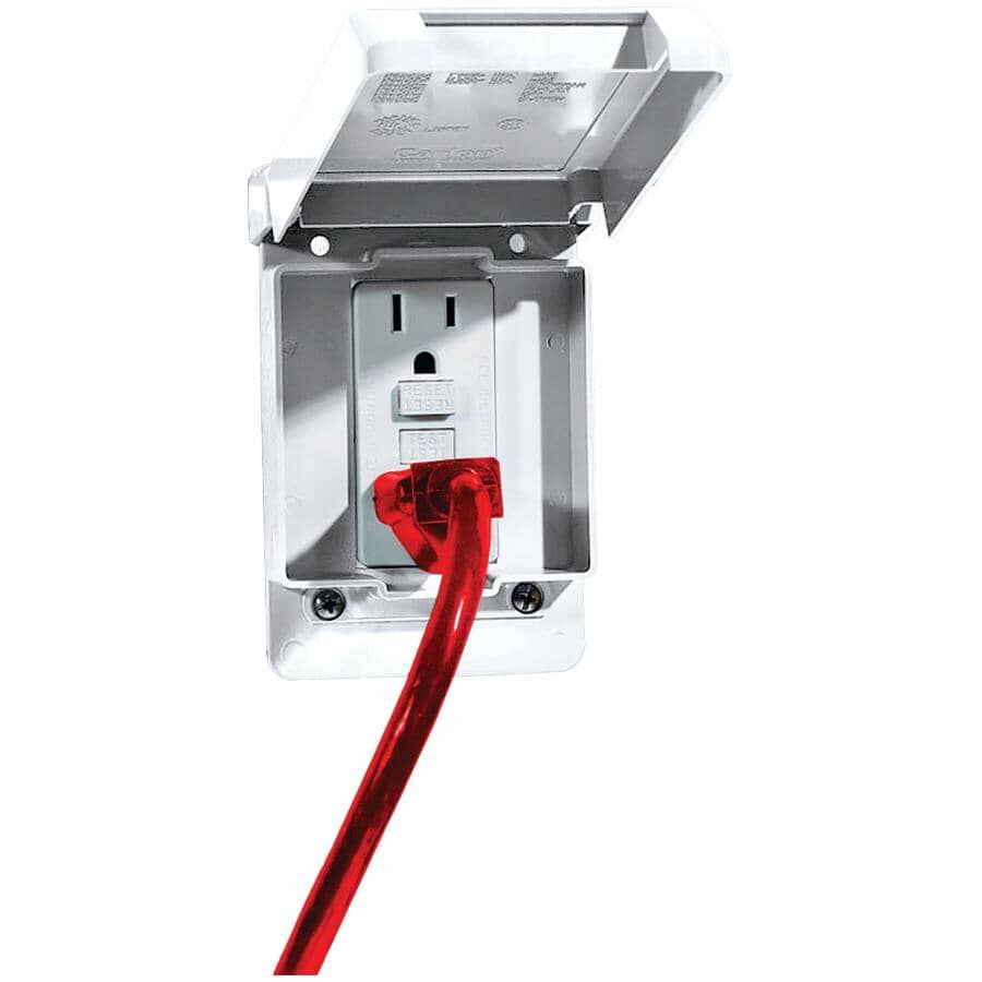 White PVC Vertical Weatherproof Tamper Resistant GFI Receptacle Kit