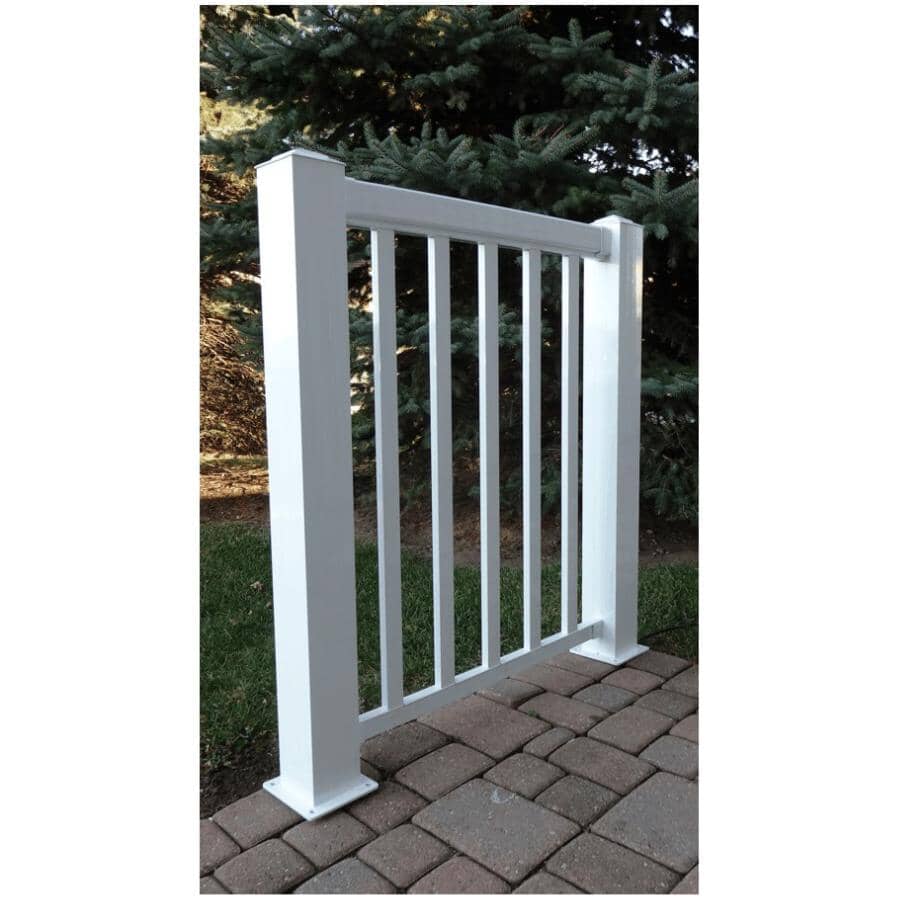 4" x 4" White Aluminum Railing Inline Post