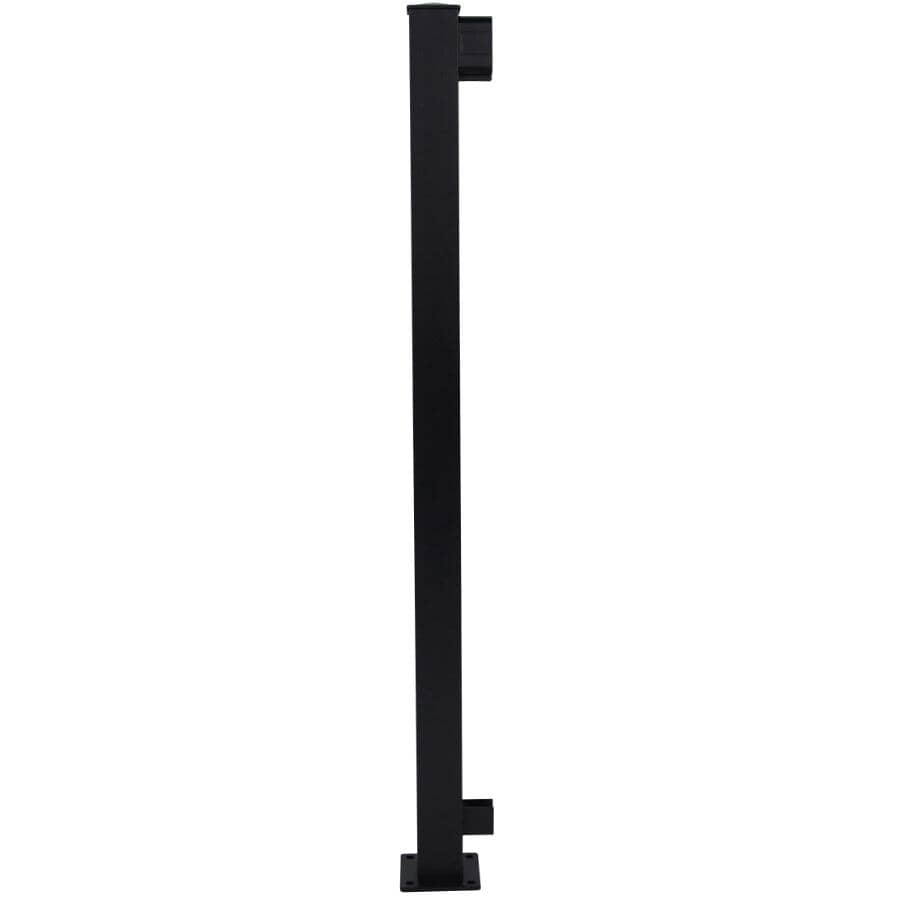 42" Textured Black Aluminum Railing Corner Post