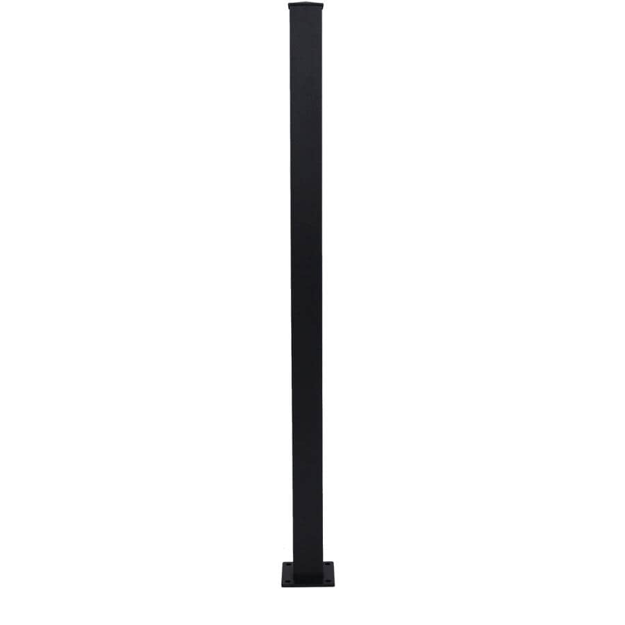 42" Textured Black Aluminum Railing End Post
