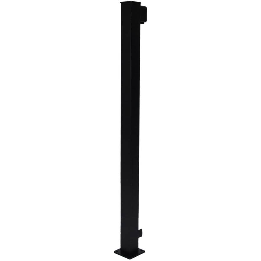 42" Textured Black Aluminum Railing End Post