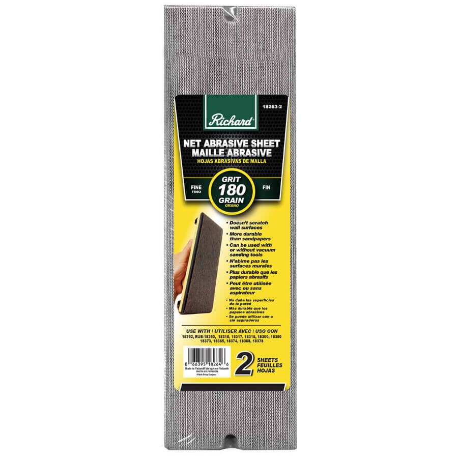 High-Performance Net Abrasive Sheets - 180 Grit - 2 Pack