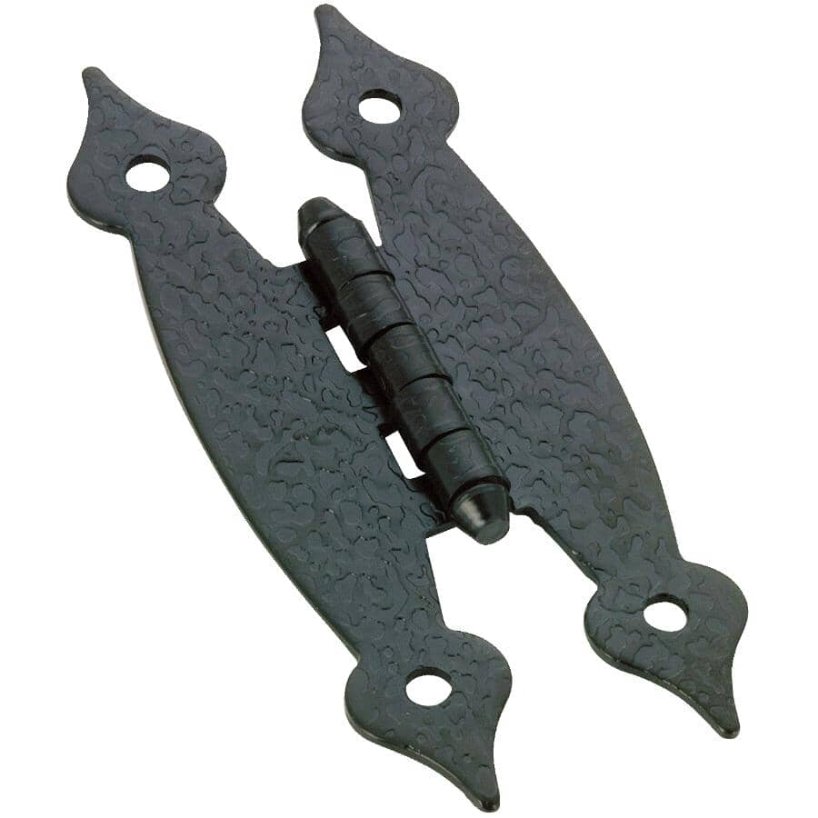H Traditional Cabinet Hinges - Black, 2 Pack
