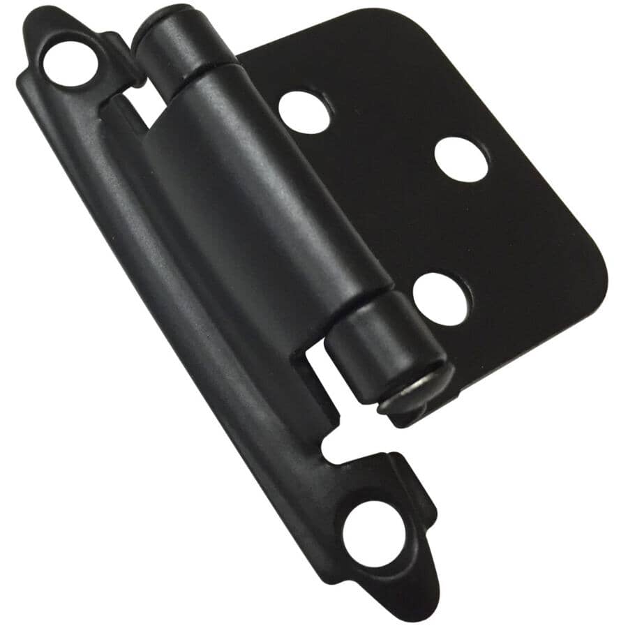 Semi-Concealed Self-Closing Cabinet Hinges - Matte Black, 2 Pack