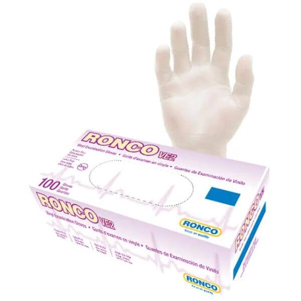 VE2 Clear Vinyl Examination Gloves - Medium, 100 Pack