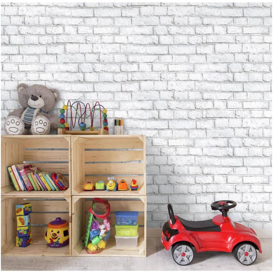Brick Peel & Stick Wallpaper - White, 20.5" x 16.5'