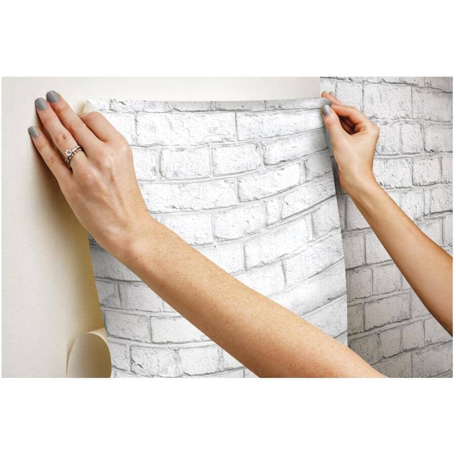 Brick Peel & Stick Wallpaper - White, 20.5" x 16.5'