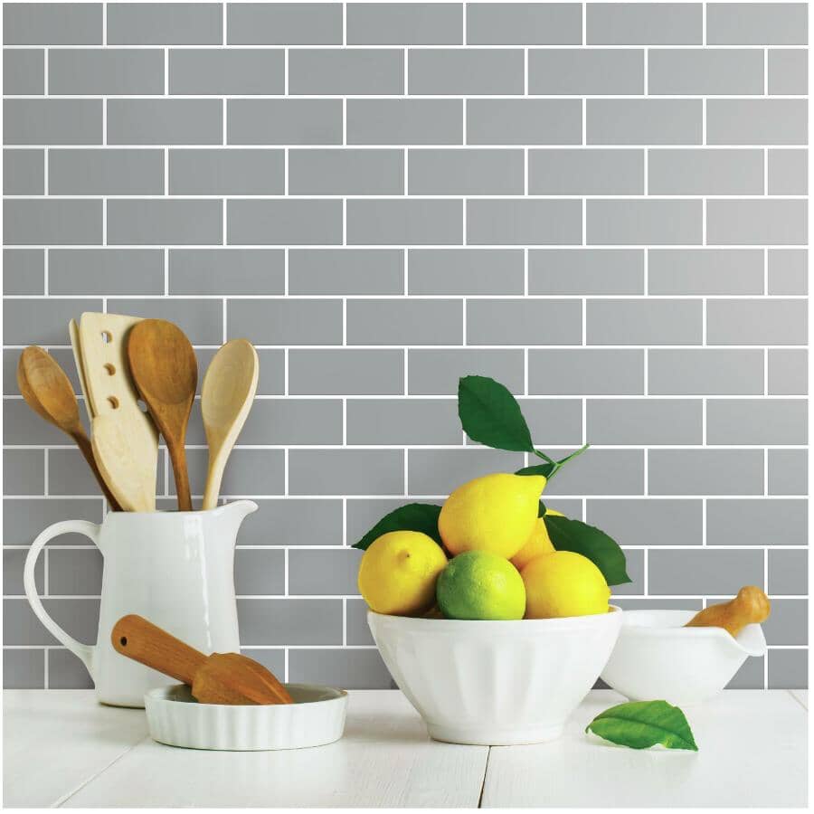 StickTile Subway Peel & Stick Backsplash Wall Tiles - Gray, 10.5" x 10.5", 4 Pack