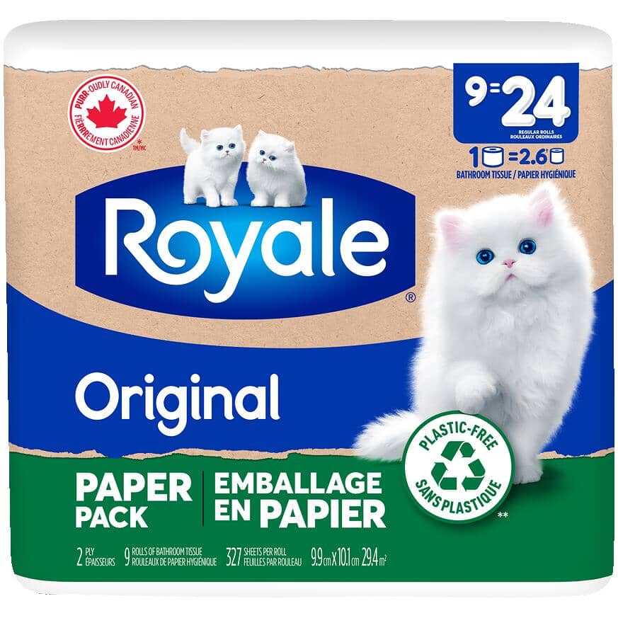 2 Ply Mega Toilet Paper - 327 Sheets, 9 Rolls