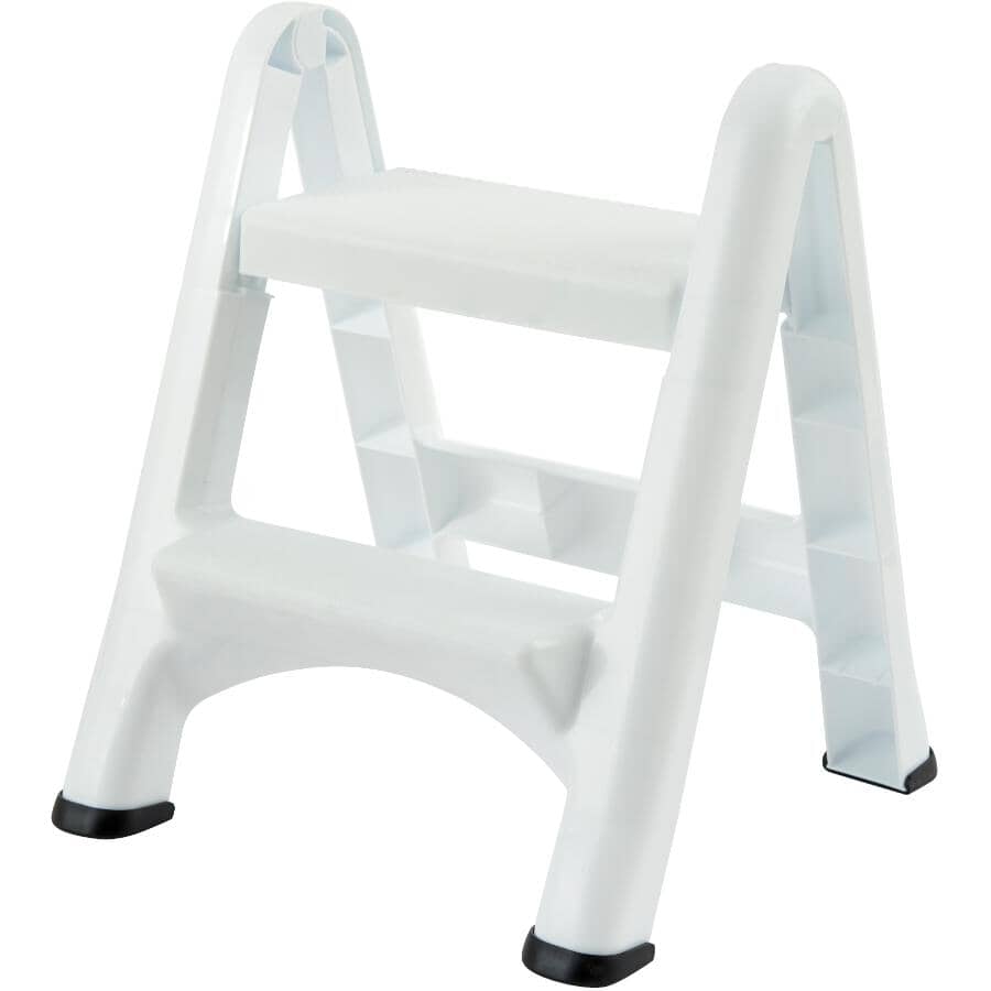 2-Step White Folding Step Stool