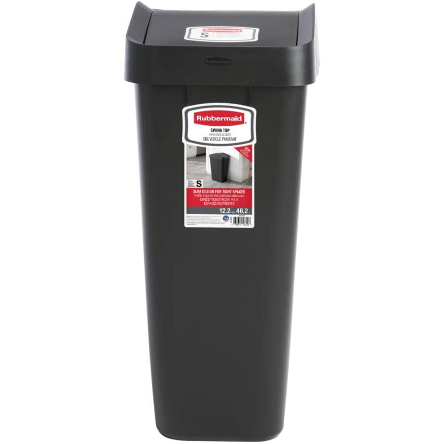 Swing-Top Garbage Can - Black, 46.2 L