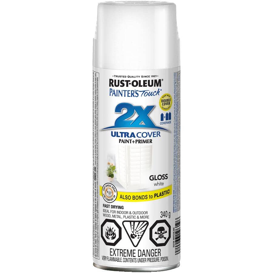 Painter's Touch 2X Ultra Cover Spray Paint - Gloss White, 340 g