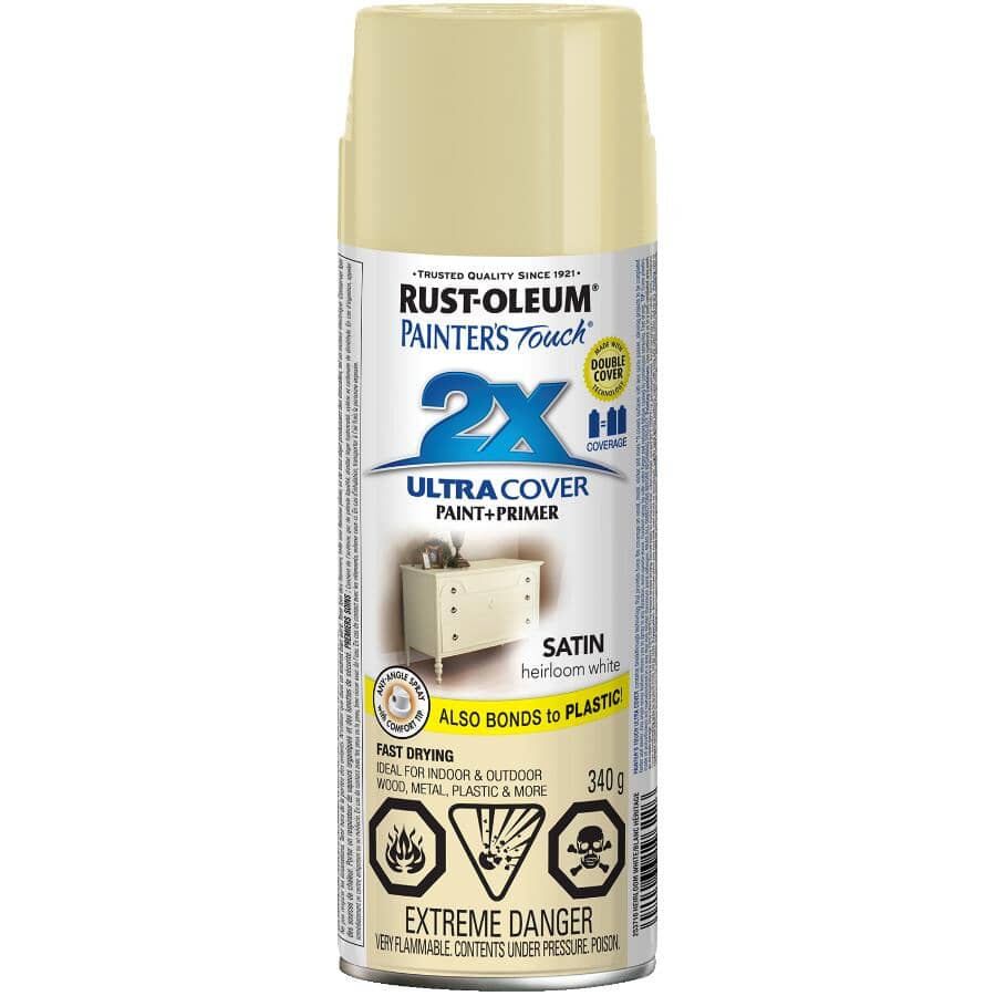 Painter's Touch 2X Ultra Cover Spray Paint - Satin White, 340 g