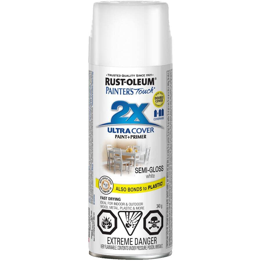 Painter's Touch 2X Ultra Cover Spray Paint - Semi-Gloss White, 340 g