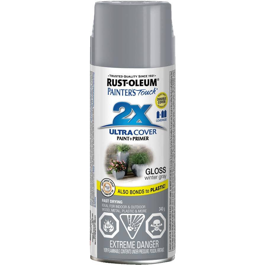 Painter's Touch 2X Ultra Cover Spray Paint - Gloss Winter Grey, 340 g