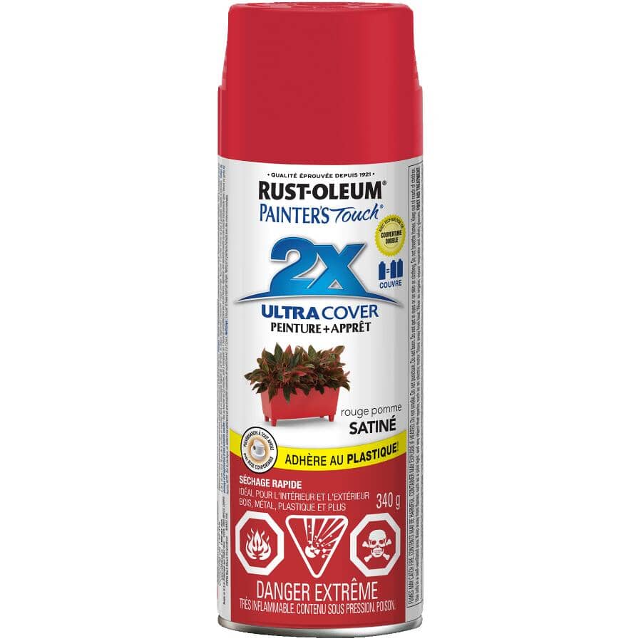 Painter's Touch 2X Ultra Cover Spray Paint - Satin Apple Red, 340 g