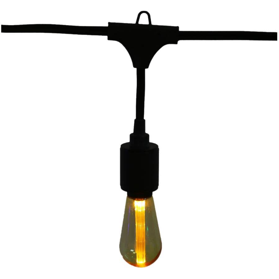 S10 Drop Socket Light Set with Black Wire - Multi-Colour, 10 Lights