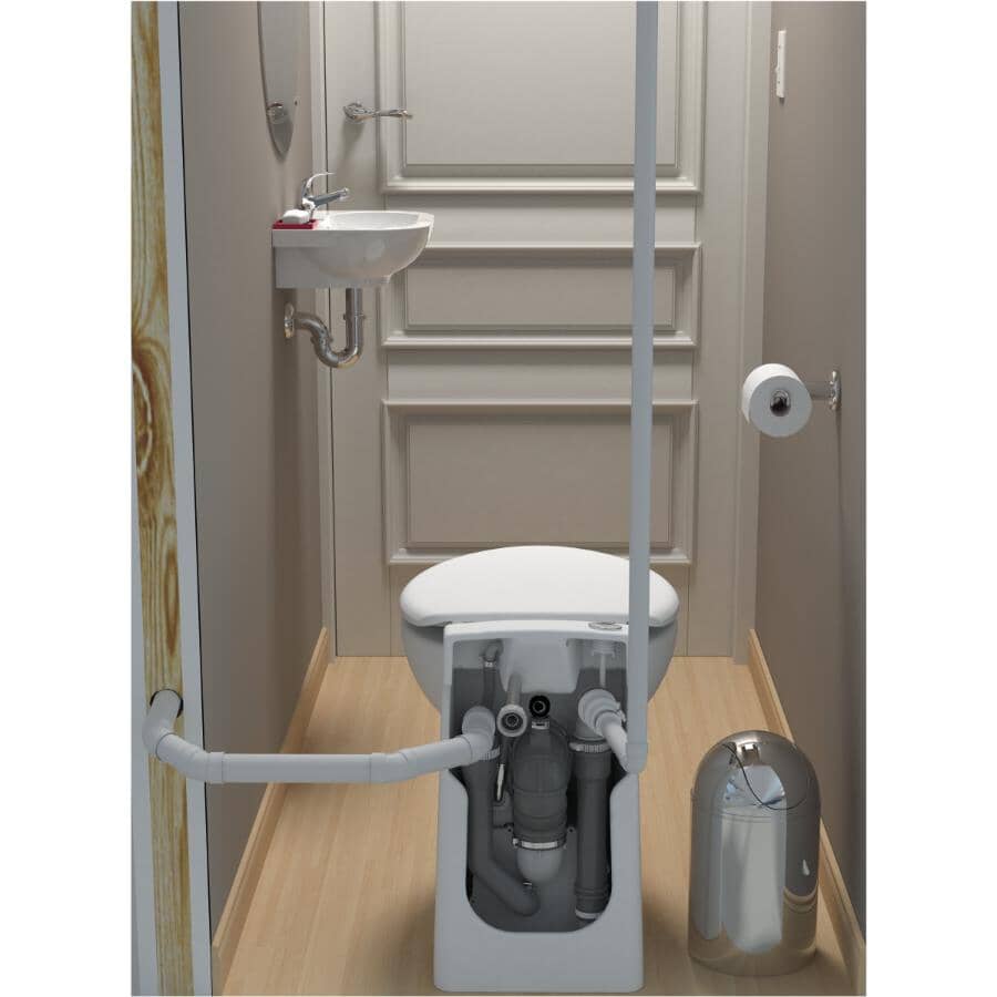 3.8 L/4.8 L Sanicompact Dual Flush Tankless Round Toilet - with Pump, White